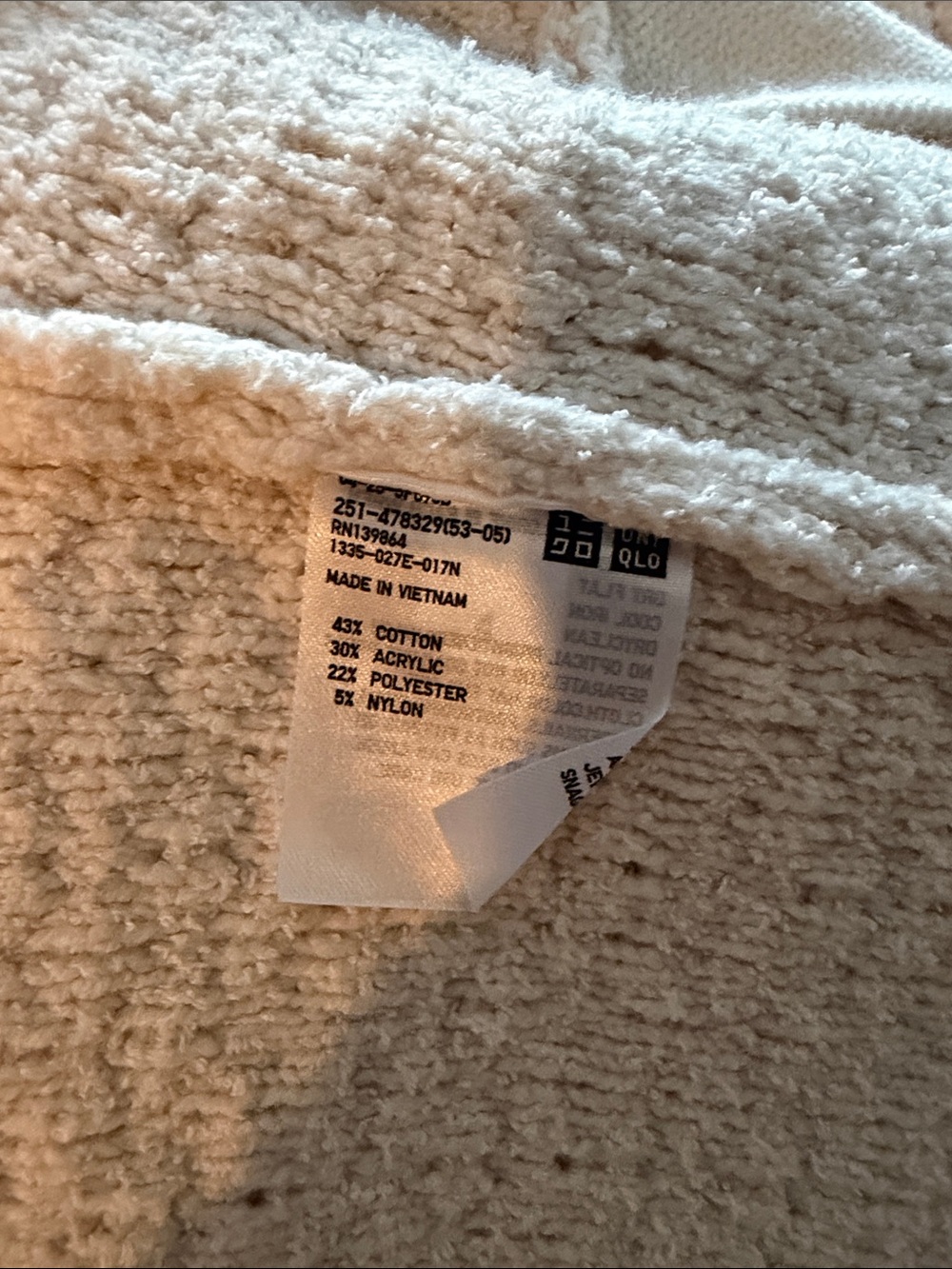 Uniqlo Cream Bouclé Open-Front Cardigan Jacket size medium - Picture 5 of 8